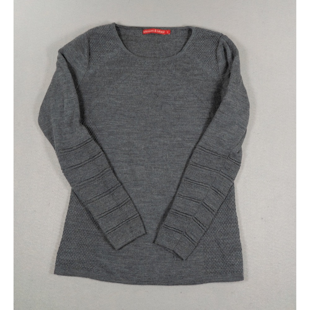 Krimson Klover Gray 100% Merino Wool Textured Knit Sweater Womens Medium